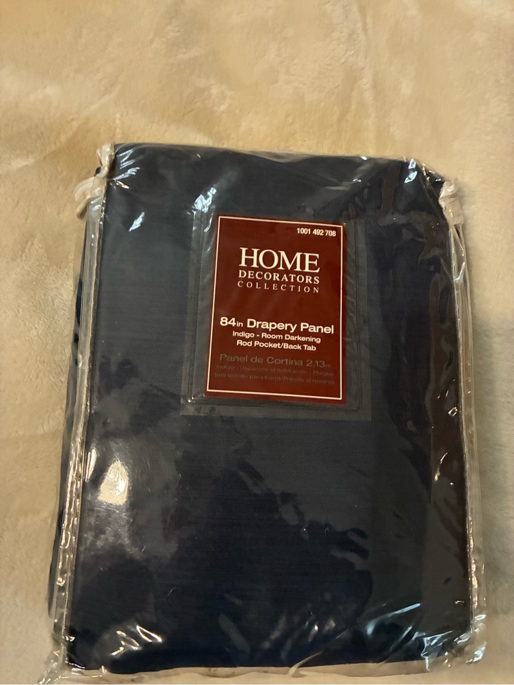 Indigo Solid Back Tab Room Darkening Curtain - 54 in. W X 84 in. L